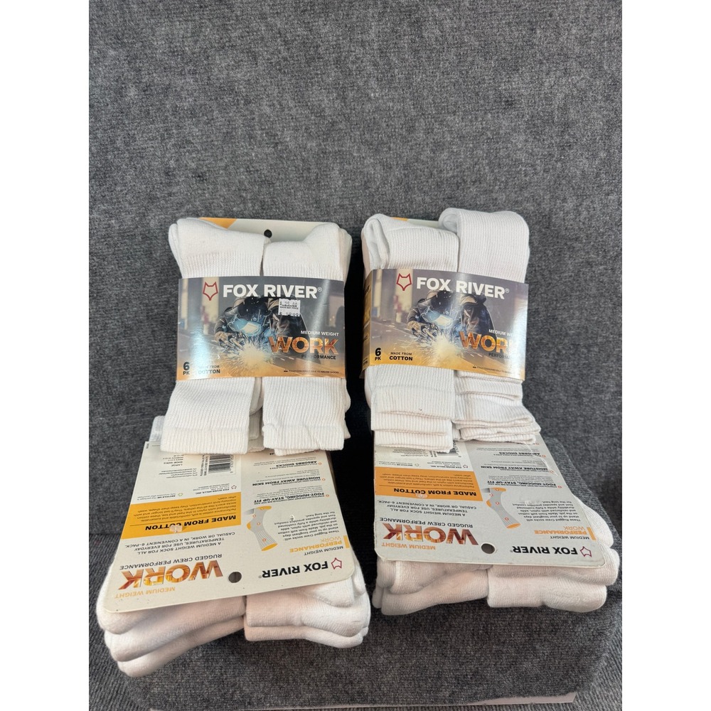 NWT Fox River Work Performance Medium Weight Crew Socks White 24 Pairs Large